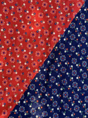 Vintage 60s 70s Red Blue Cottagecore Prairie Scallop Floral Maxi Skirt S - Fresh Stock Dated March 2026