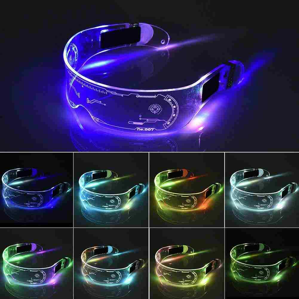 Colorful LED Luminous Glasses EL Wire Neon Light Up Visor Eyeglasses - Fresh Stock Dated February 2026