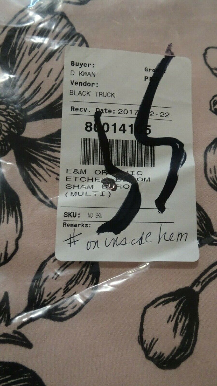 Pottery Barn Teen Emily & Meritt Etched Bloom Euro sham photo shoot sample - Fresh Stock Dated February 2026