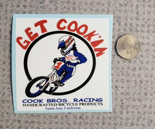 GET COOK'IN Cook Bros Racing Sticker BMX, bonus Mongoose sticker! Rad old school - Fresh Stock Dated December 2025