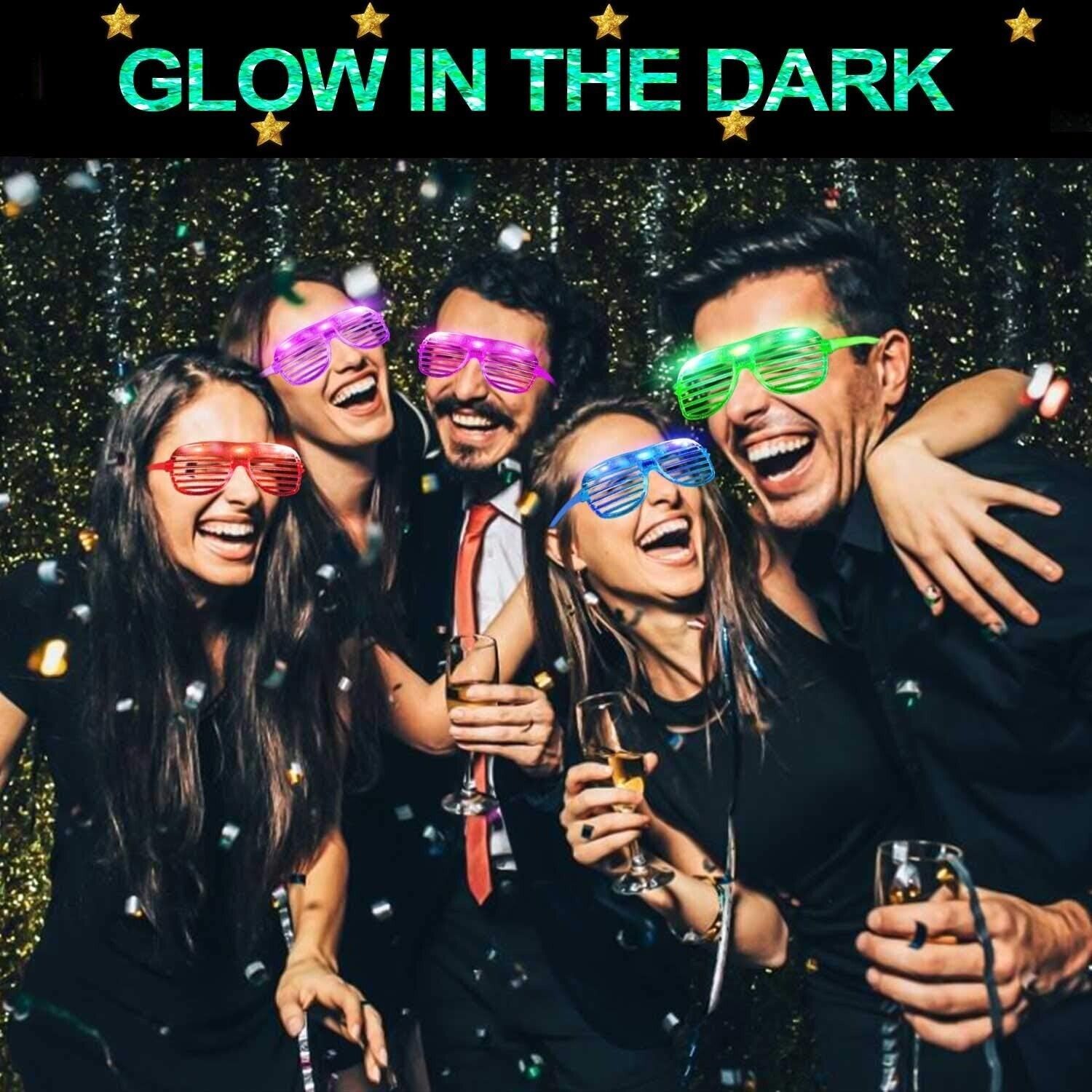 20-Pack LED Light Up Glasses, 6 Colors Neon Glow Party Sunglasses for Kids/Adult - Fresh Stock Dated February 2026