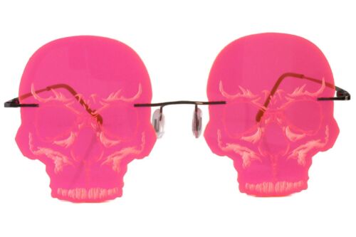 Skull Gothic Steampunk Party Festival Costume Cosplay Neon Pink Sun Glasses - Fresh Stock Dated February 2026