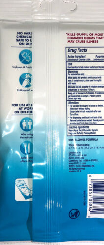 Purell Hand Sanitizing Wipes-Clean Scent-3ea  20 Count Travel Packs-FREE SHIP - Fresh Stock Dated February 2026