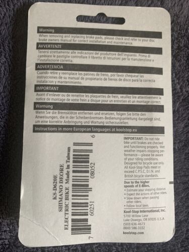 Kool-Stop Shimano Deore Disc Brake Pads, Electric Compound E-Bike Hi-Performance - Fresh Stock Dated February 2026