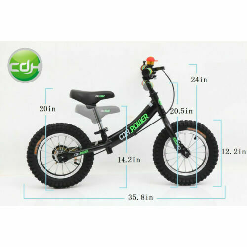 CDH 12x2.4 Inch Adjustable Balance Bike, Black for Ages 2 to 6 Years Old.11.88LB - Fresh Stock Dated February 2026
