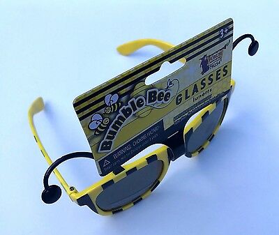Funny BUMBLE BEE SUNGLASSES Bug Mask Child Black Yellow Stripe Antenna Insect - Fresh Stock Dated December 2025