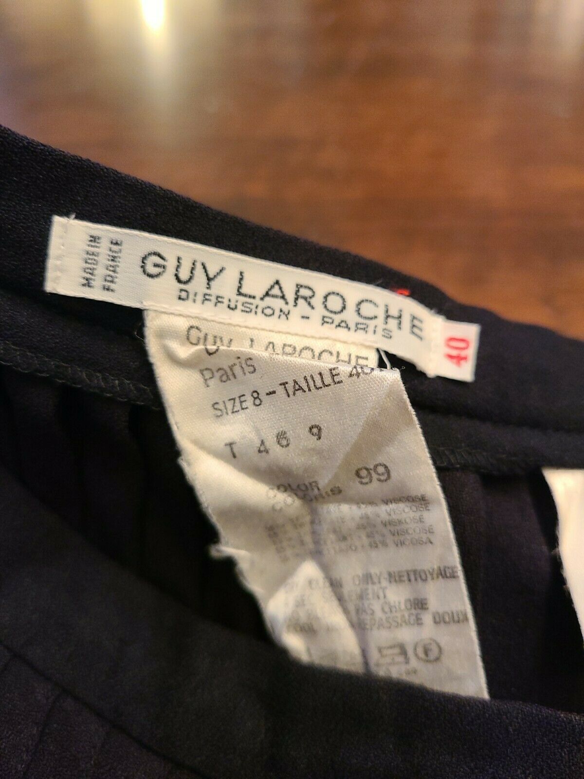 GORGEOUS~Guy Laroche~Vintage 1980s~BLACK VICOSE Pleated Skirt~SIZE 40 - Fresh Stock Dated February 2026