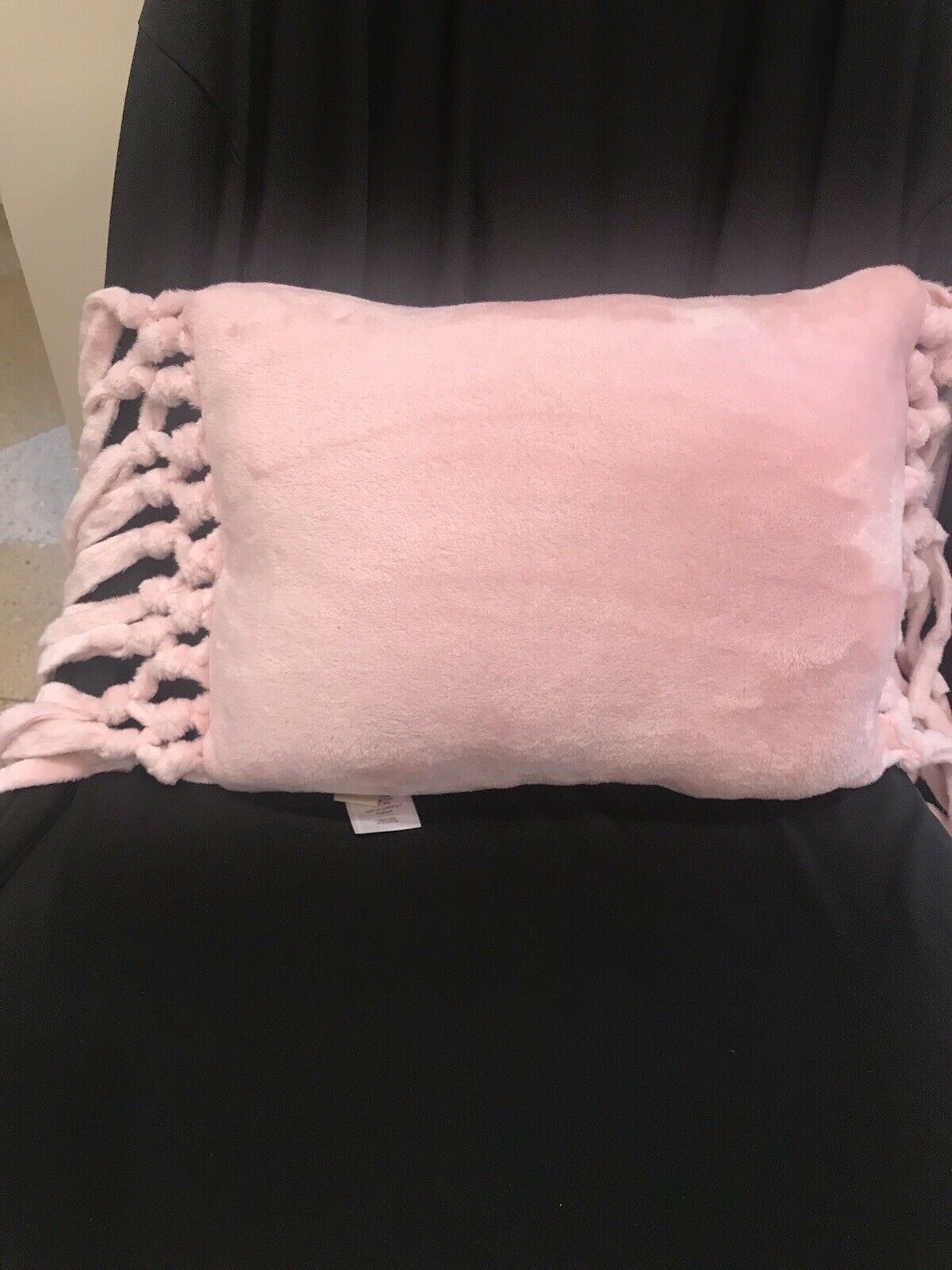 Pottery Barn PB Teen Plush Pink Soft Sherpa Throw Fringed Pillow 100% Polyester - Fresh Stock Dated December 2025