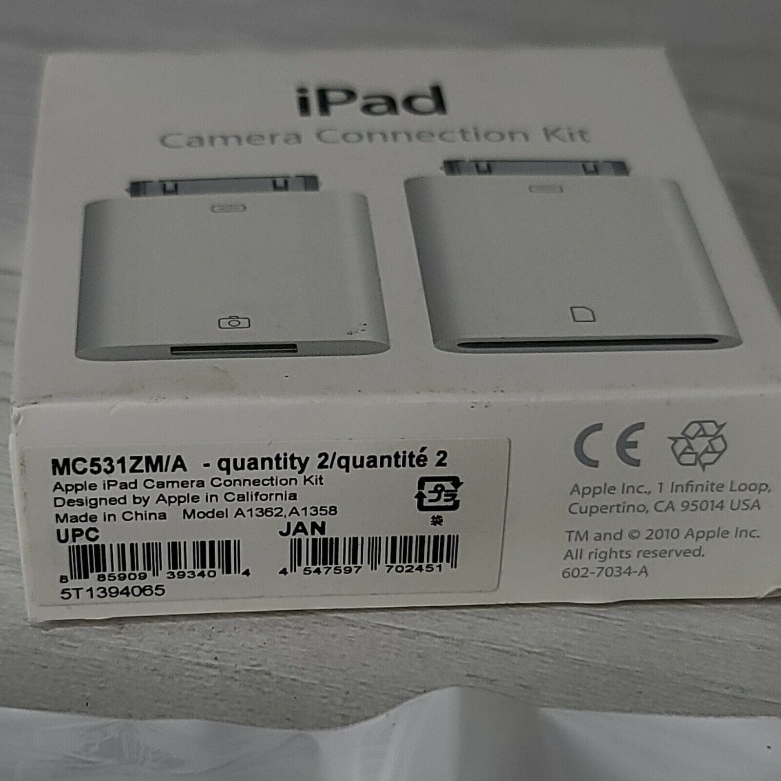 Original Apple iPad Camera Connection Kit (30-Pin),MC531ZM/A ,A1358, A1362 (NOB) - Fresh Stock Dated February 2026