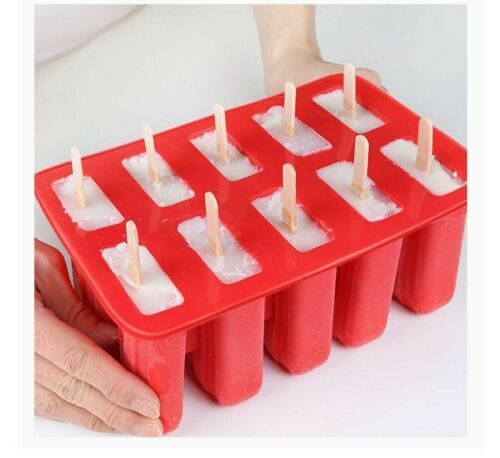 Moldes de silicona para paletas de hielo 10 cavidades con palitos de madera - Fresh Stock Dated December 2025