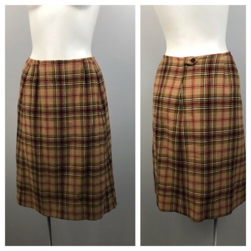 80s Pendleton Skirt / 80s Plaid Wool High Waist Fitted Pencil Skirt / XS - Fresh Stock Dated March 2026