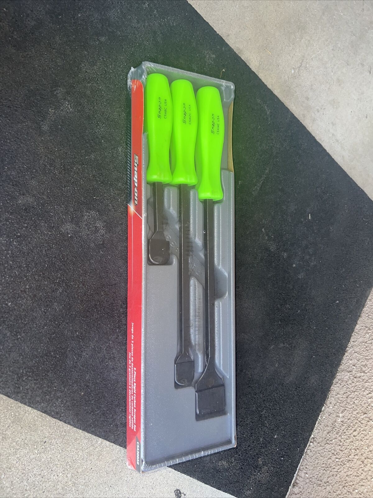 For Snap On NEW CSA300AG 3 Piece GREEN Handle Rigid Carbon Scraper Set USA - Fresh Stock Dated February 2026