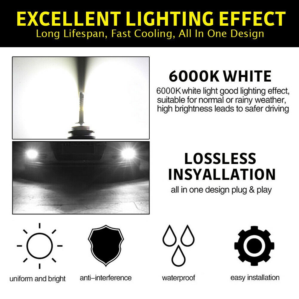 H7 Motorcycle LED Headlights Bulbs Kit High/Low Beam 120W 12000LM 6000K White - Fresh Stock Dated February 2026