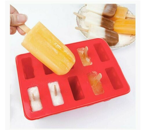 Moldes de silicona para paletas de hielo 10 cavidades con palitos de madera - Fresh Stock Dated December 2025