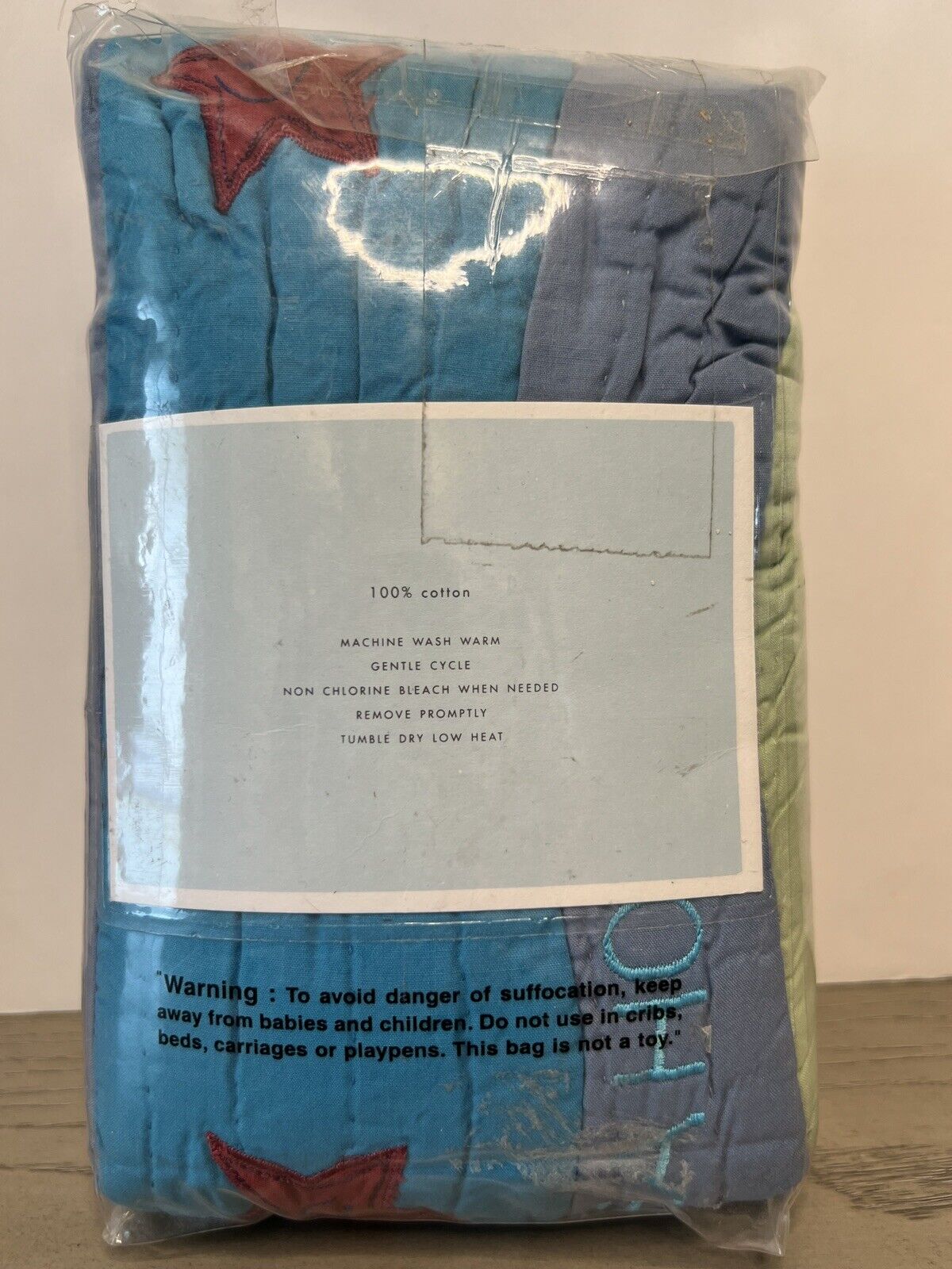 Pottery Barn Kids SEAHORSE QUILT Pillow Cover Sham Coastal Ocean Theme Blue - Fresh Stock Dated February 2026