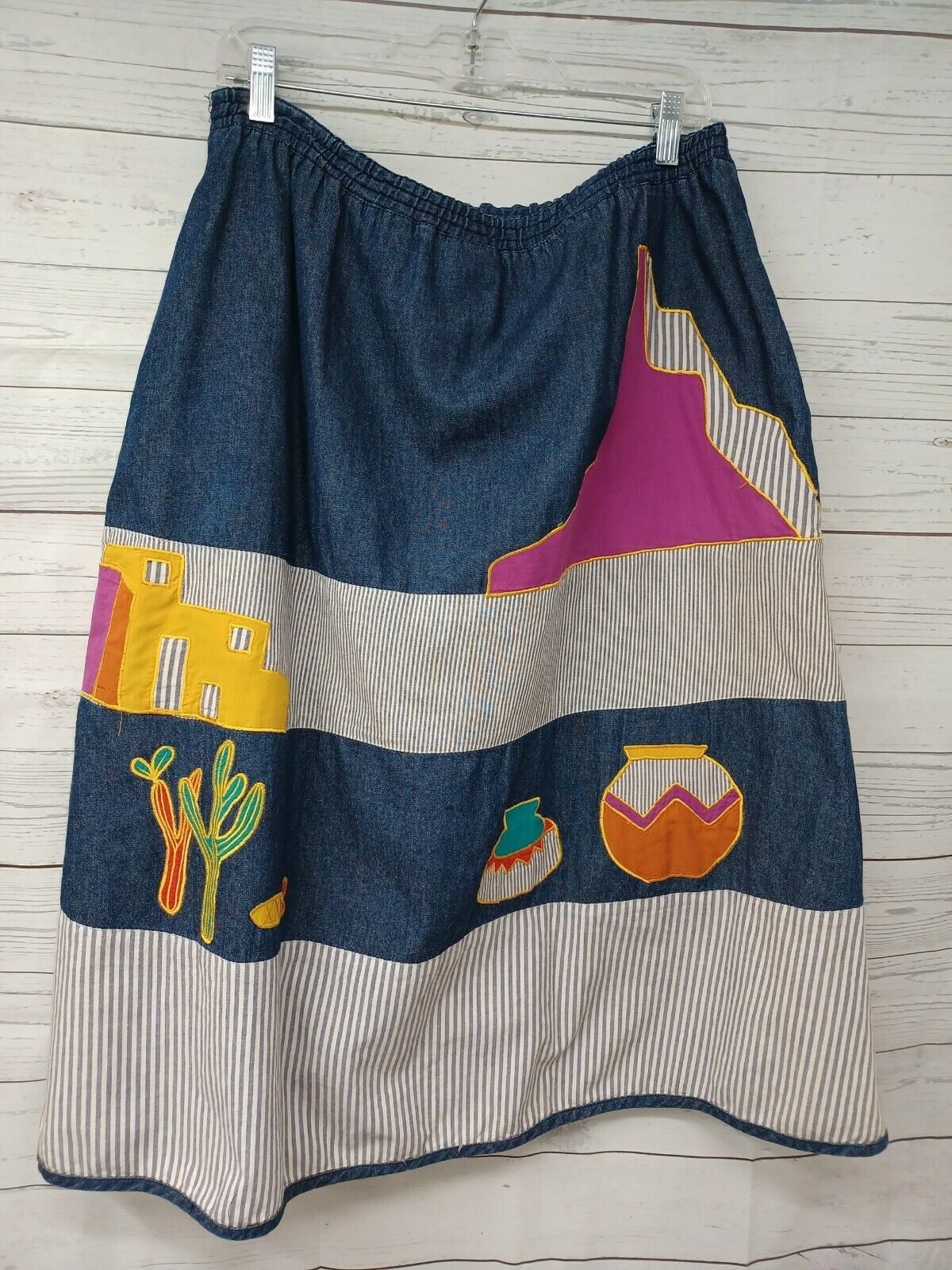 Vtg 80's Womens Southwestern Embroidered Pink Skirt Square Dancing Pockets Sz  L - Fresh Stock Dated March 2026