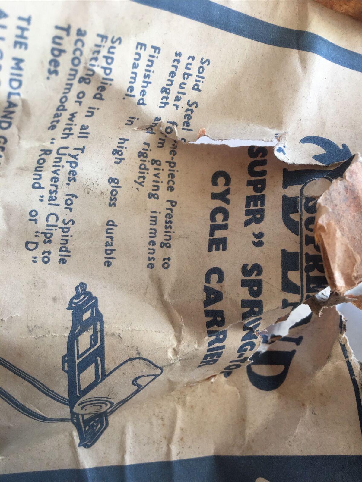 Vintage 1960s MIDLAND SUPREME “Super” Spring-Top Cycle Carrier REAR RACK England - Fresh Stock Dated December 2025