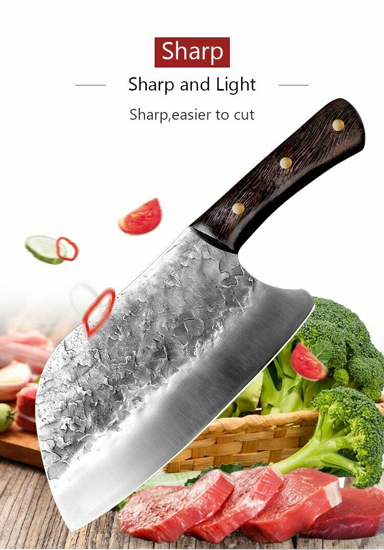 Butcher Cleaver Forged Steel Knife Serbian Chef Knife Kitchen Chopping Knife - Fresh Stock Dated December 2025