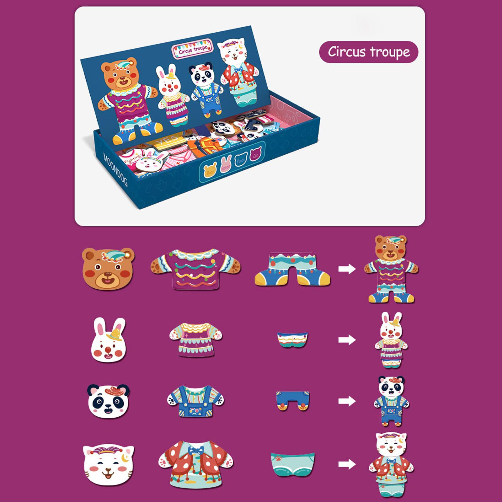 Dress Up Puzzle Magnetic Three-dimensional Animal Dress Up Educational Toy 3ml - Fresh Stock Dated February 2026