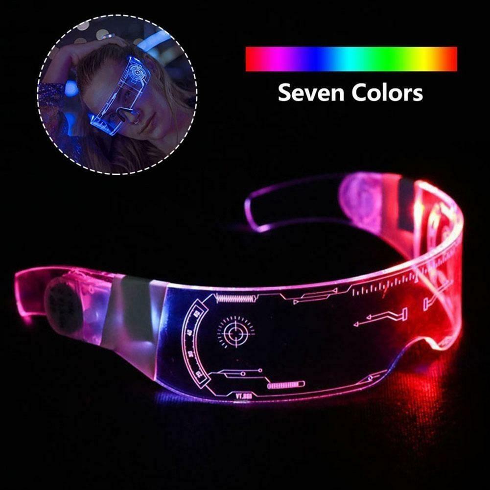 Colorful LED Luminous Glasses EL Wire Neon Light Up Visor Eyeglasses - Fresh Stock Dated February 2026
