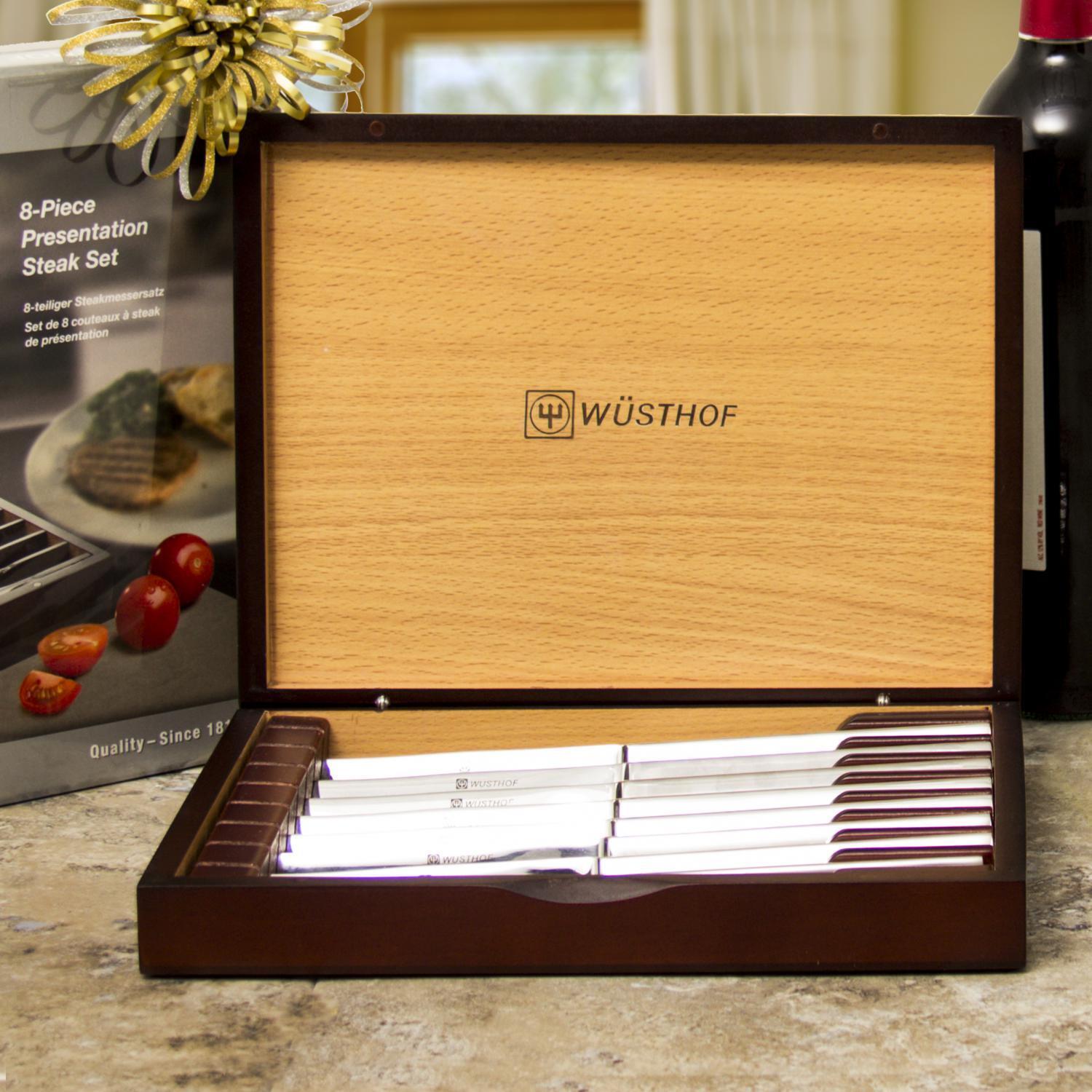 Wusthof  8 Piece Steak Knife Set 9468 Brown Case and 9468-4 Black Case - Fresh Stock Dated February 2026