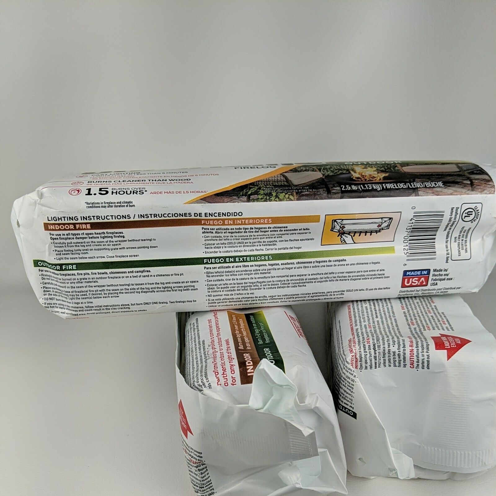 3 Duraflame Firelogs 2.5 lbs Logs 1.5 Hour Burn Time Indoor/Outdoor NIOB - Fresh Stock Dated December 2025