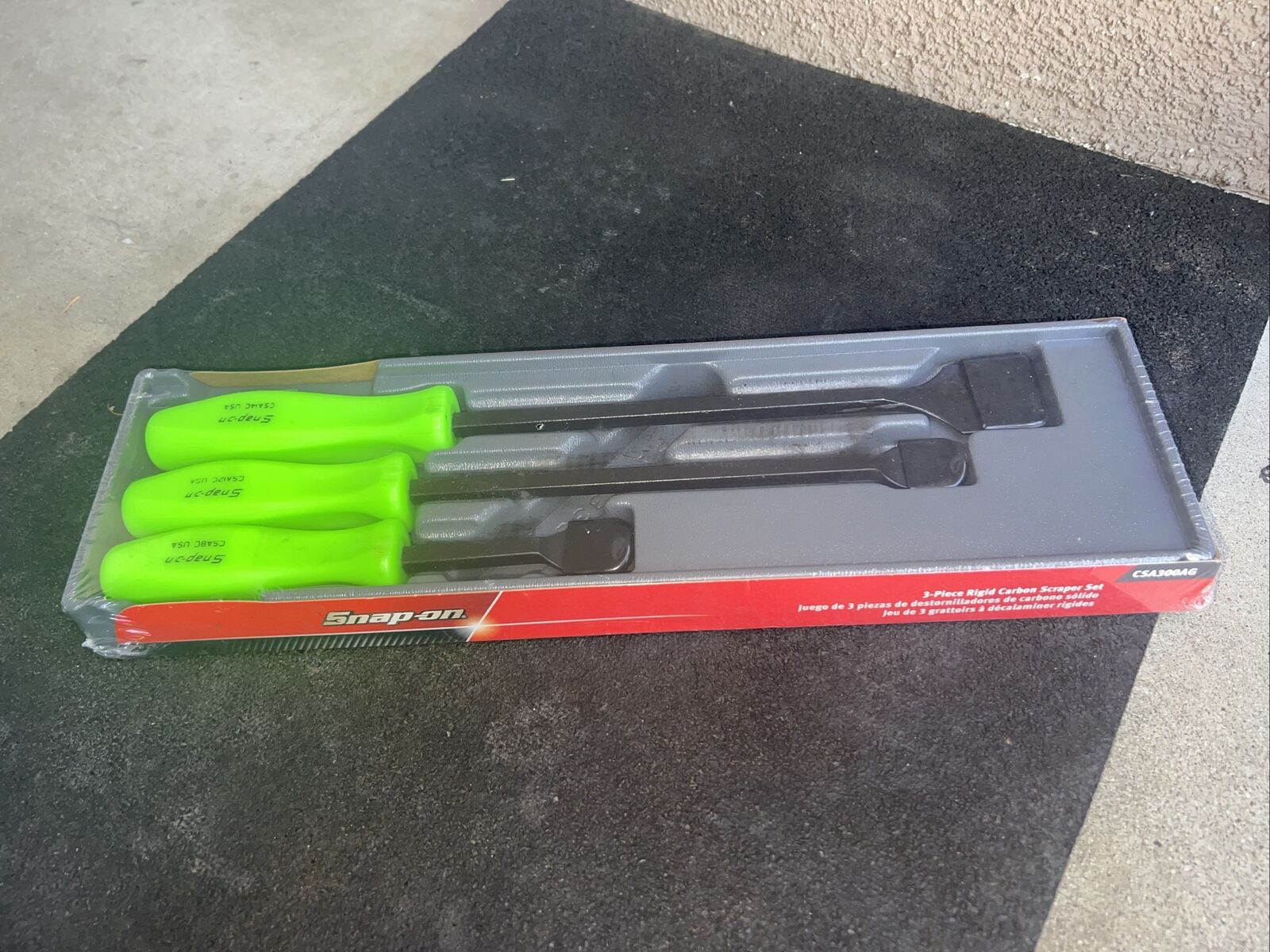 For Snap On NEW CSA300AG 3 Piece GREEN Handle Rigid Carbon Scraper Set USA - Fresh Stock Dated February 2026