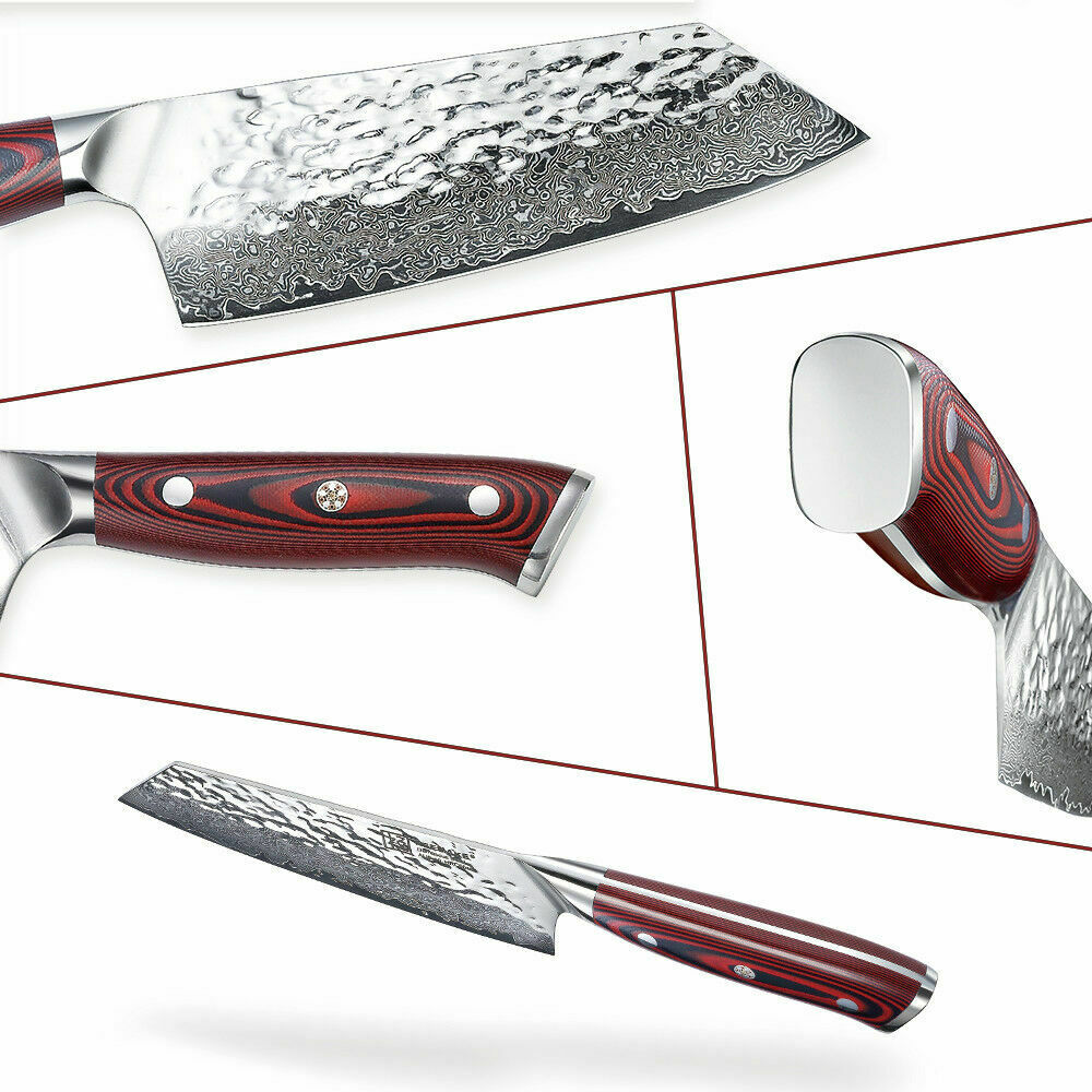 7 Inch Japanese Damascus Steel Nakiri Knife Kitchen Cooking Cleaver Chef Knives - Fresh Stock Dated December 2025