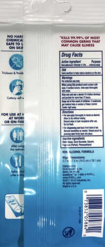 Purell Hand Sanitizing Wipes-Clean Scent-3ea  20 Count Travel Packs-FREE SHIP - Fresh Stock Dated February 2026