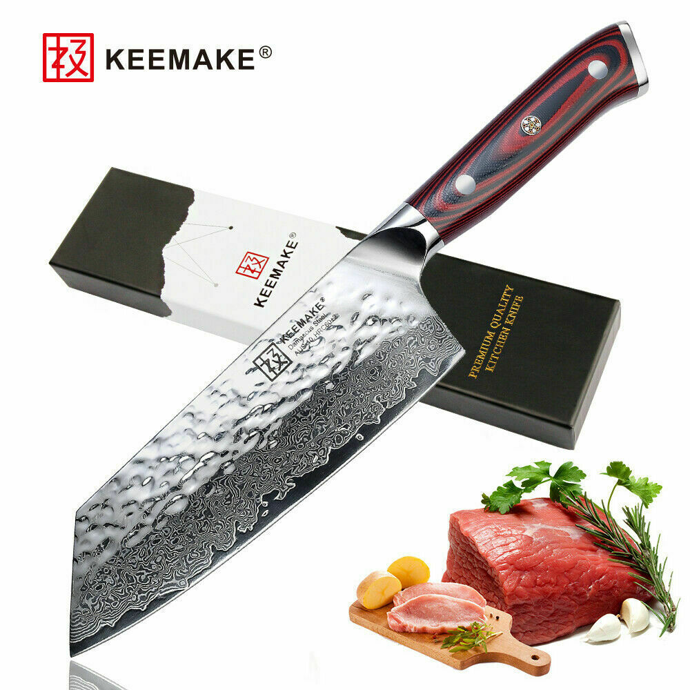 7 Inch Japanese Damascus Steel Nakiri Knife Kitchen Cooking Cleaver Chef Knives - Fresh Stock Dated December 2025
