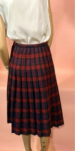 Vtg Schrader Sport Wool Skirt Pleated Plaid A Line Red Blue Union Label Sz 12 - Fresh Stock Dated February 2026
