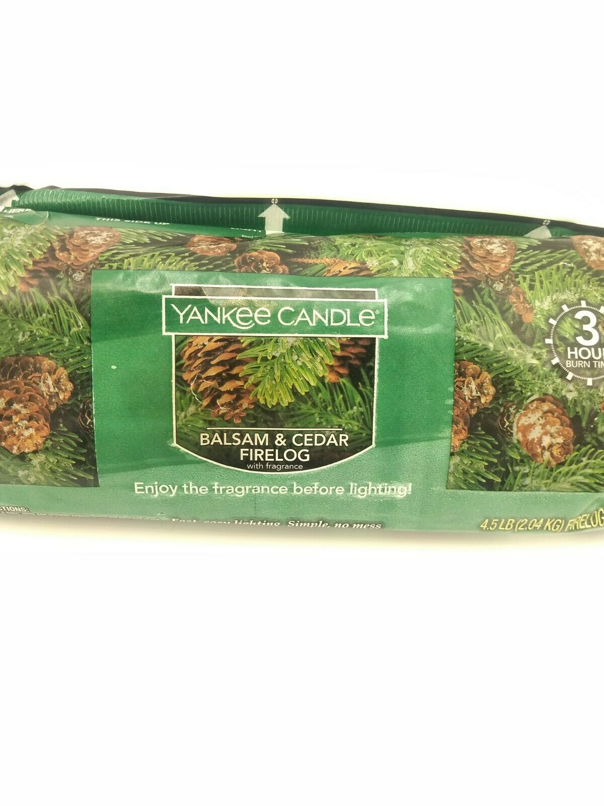 Yankee Candle Balsam & Cedar Firelog Fragrance Scented Fire Log 3 Hour Burn New - Fresh Stock Dated December 2025