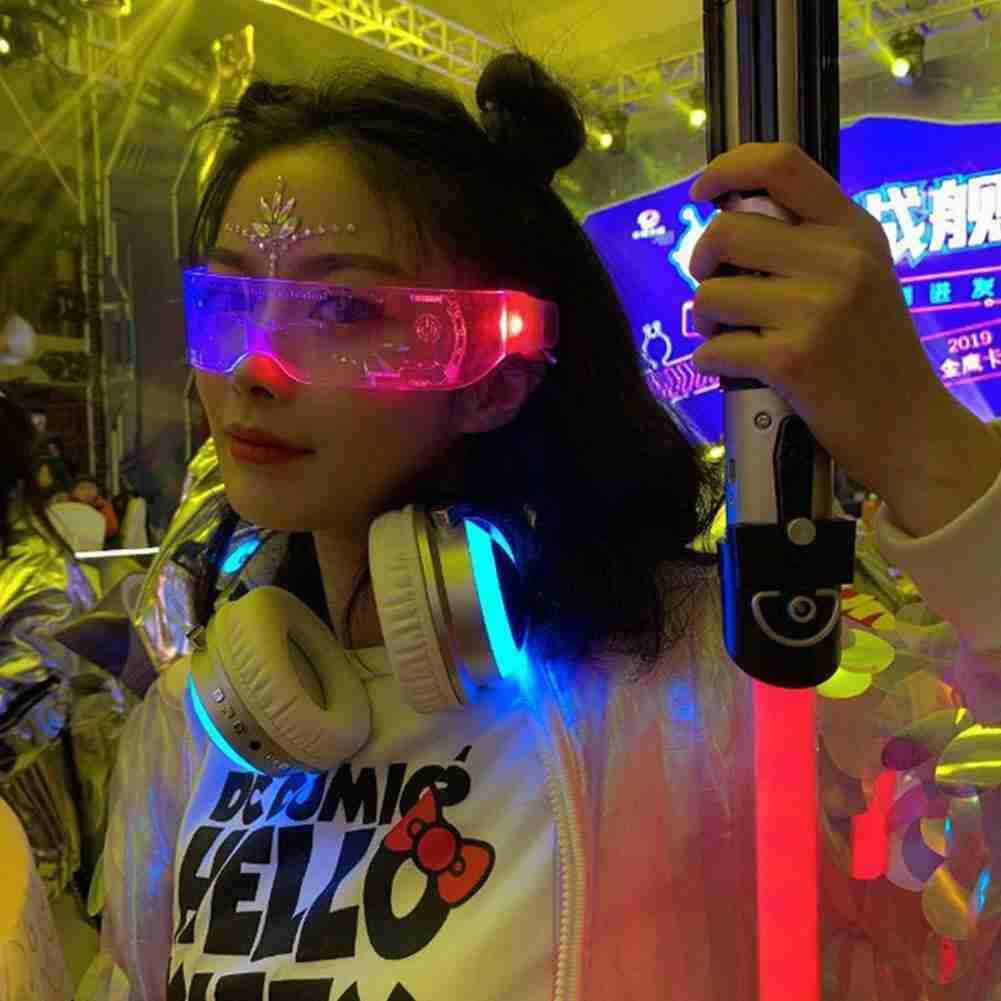 Colorful LED Luminous Glasses EL Wire Neon Light Up Visor Eyeglasses - Fresh Stock Dated February 2026