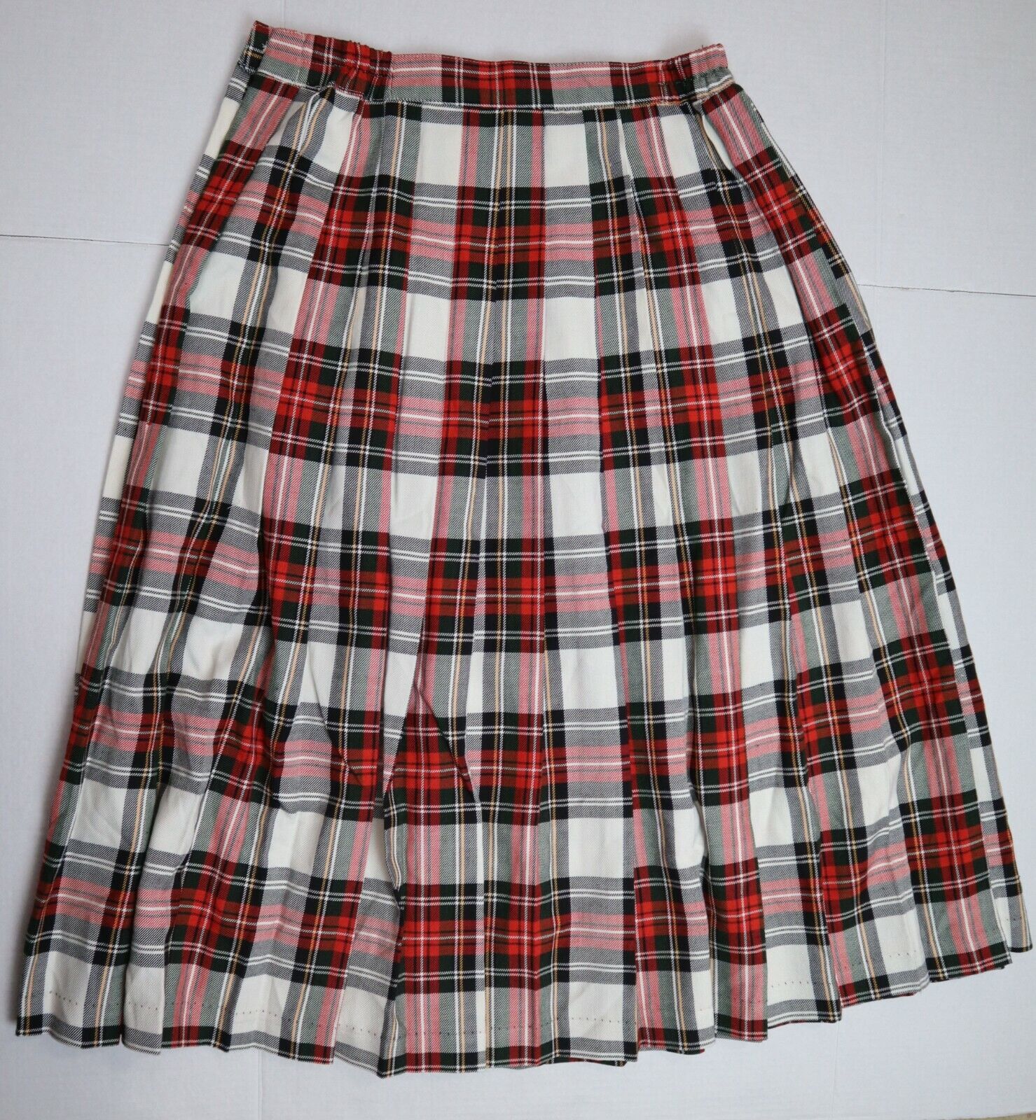 VINTAGE WOMEN'S PLAID PLEATED A-LINE MIDI SKIRT - LLOYD - SIZE 12 - Fresh Stock Dated March 2026