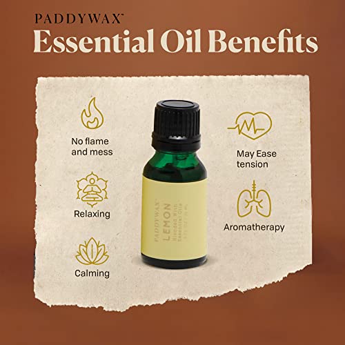 Paddywax Body-Safe Essential Oil for Diffusers, Scented Oil, 0.5 Ounces, Lemon