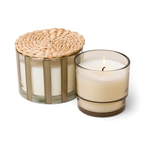 Paddywax Candles Al Fresco Collection Naturally Scented Candle in Reusable Glass Tumbler, 340 Grams, Cotton + Teak