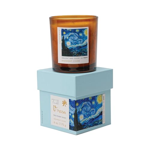 Paddywax Scented Candles Impressionist Van Gogh Luxury Artisan Candle, 6-Ounce, Starry Night/Midnight Cedre