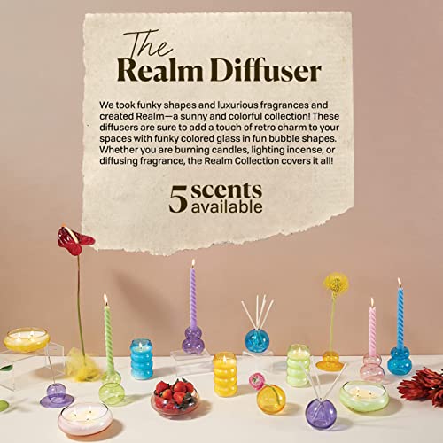 Paddywax Retro Glass Realm Collection Reed Diffuser, 4-Fluid Ounces, Pink - Dusk