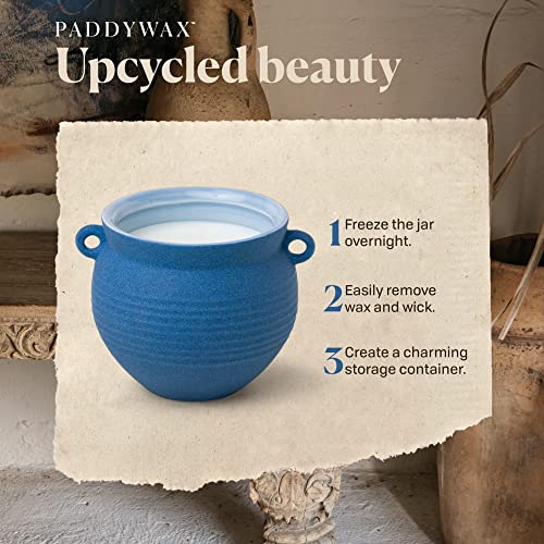 Paddywax Scented Candles Santorini Collection Greek-Inspired Candle in Matte Ceramic Jug, 8.5 Ounces, Salted Blue Agave