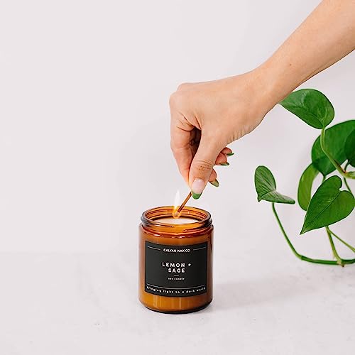 Calyan Wax Soy Wax Candle, Apples & Maple Bourbon Scented Candle for The Home | Premium Candles with Essential Oils | 7.2 oz 57 Hour Burn | Soy Candles in Amber Glass Jar