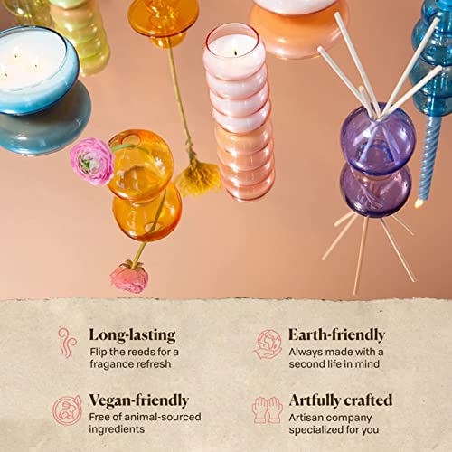 Paddywax Retro Glass Realm Collection Reed Diffuser, 4-Fluid Ounces, Green - Bamboo