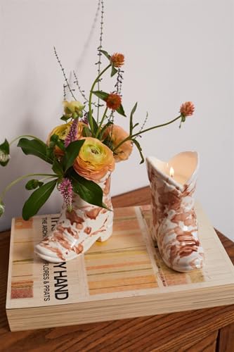 Paddywax Scented Candles Glazed Ceramic Nashville Cowboy Boot Shaped Candle, 6-Ounce, Desert Peach