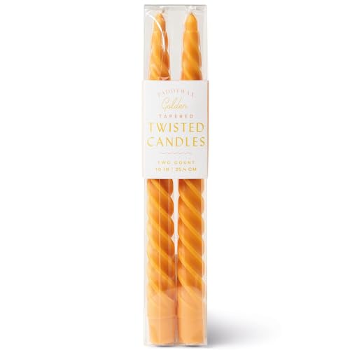 Paddywax Taper Candles Colorful Twisted Tapers Unscented Dinner Candle Set, 2-Pack, Green