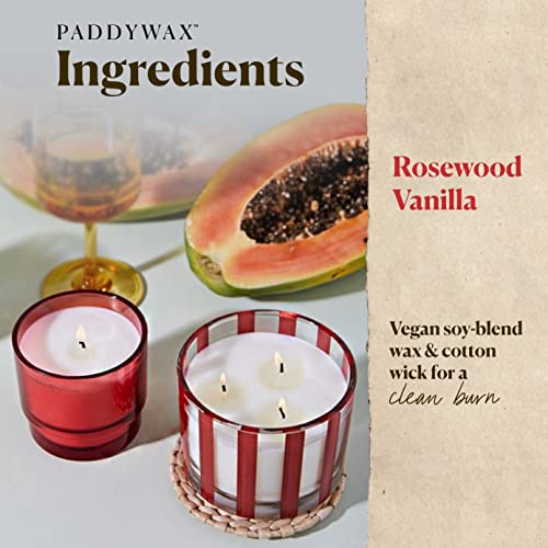 Paddywax Candles Al Fresco Collection, Naturally Scented Candle, 12 Ounces, Rosewood Vanilla, Red