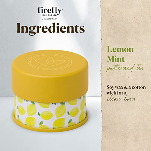 Paddywax Scented Candles Firefly Terrace Collection Soy Wax Candle in Tin, 5-Ounce, Lemon Mint