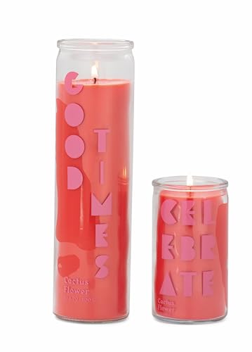 Paddywax Scented Candles Spark Collection Colourful Wax Candle in Clear Glass, 141g, Cactus Flower