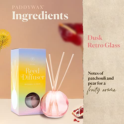 Paddywax Retro Glass Realm Collection Reed Diffuser, 4-Fluid Ounces, Green - Bamboo
