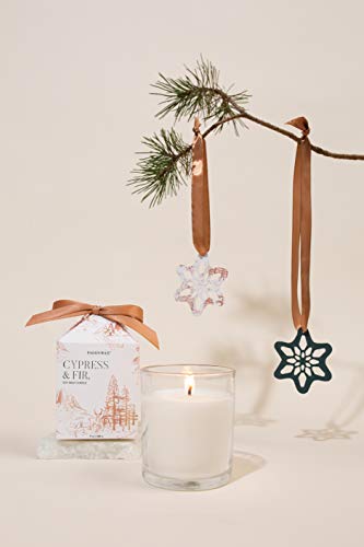 Paddywax Cypress & Fir Holiday Artisan Hand-Poured Scented Candle, 7-Ounce, White