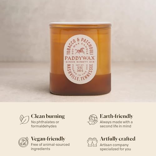 Paddywax Scented Candles Vista Collection Vintage Western Artisan Candle, 12-Ounce, Tobacco & Patchouli