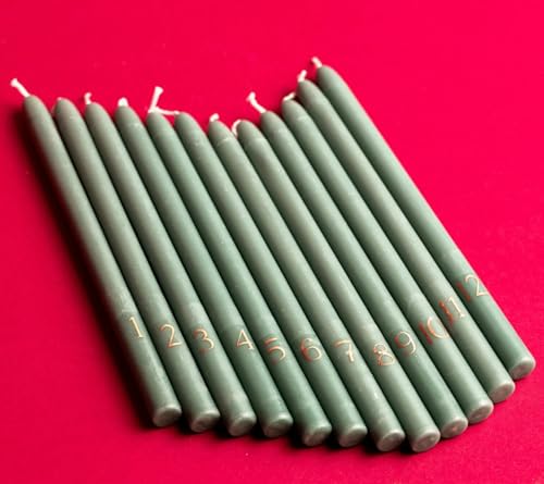 Paddywax Scented Holiday Candles 12 Days of Christmas Mini Taper Candle Set with Holder, 12-Count, Cypress & Fir